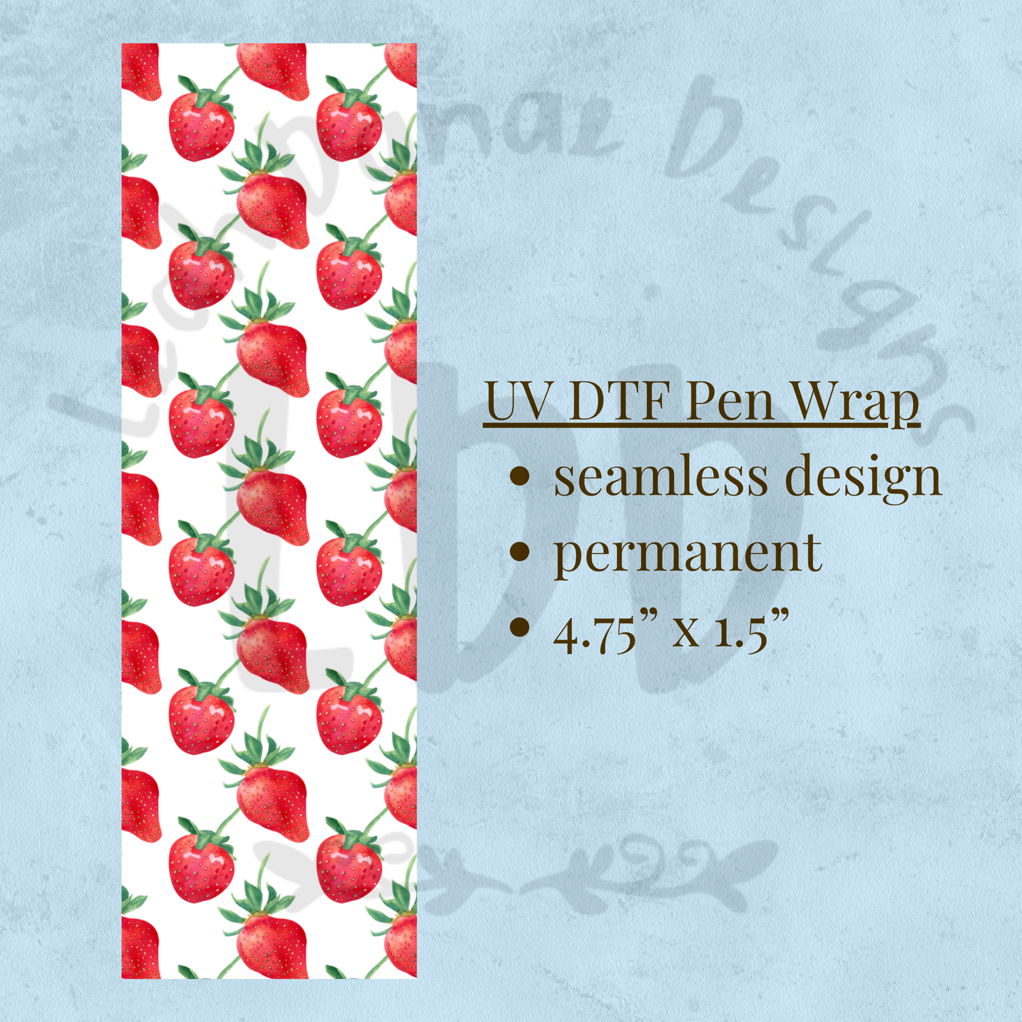STRAWBERRY - UV DTF Pen Wrap, Fruit Design