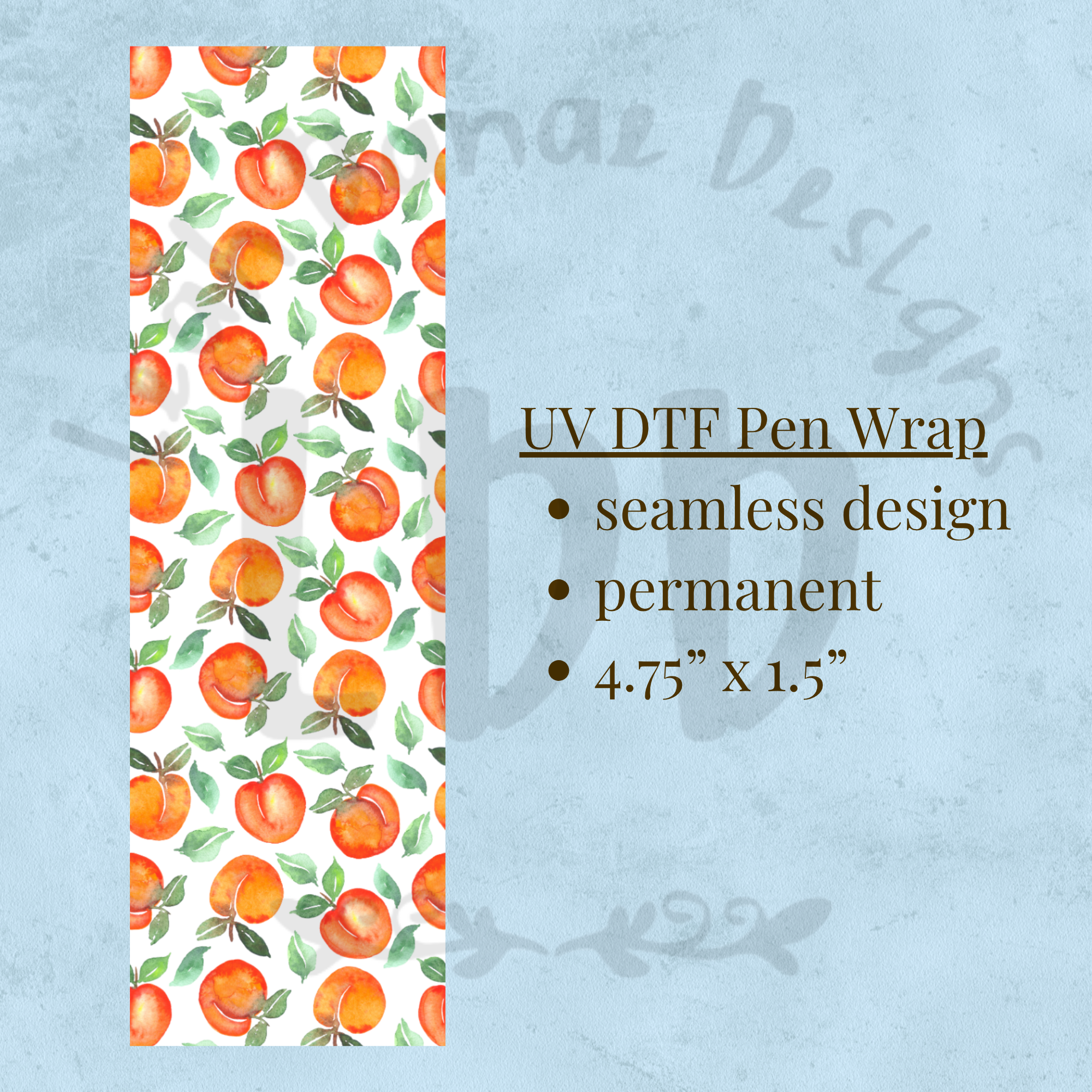 PEACH - UV DTF Pen Wrap, Fruit Design