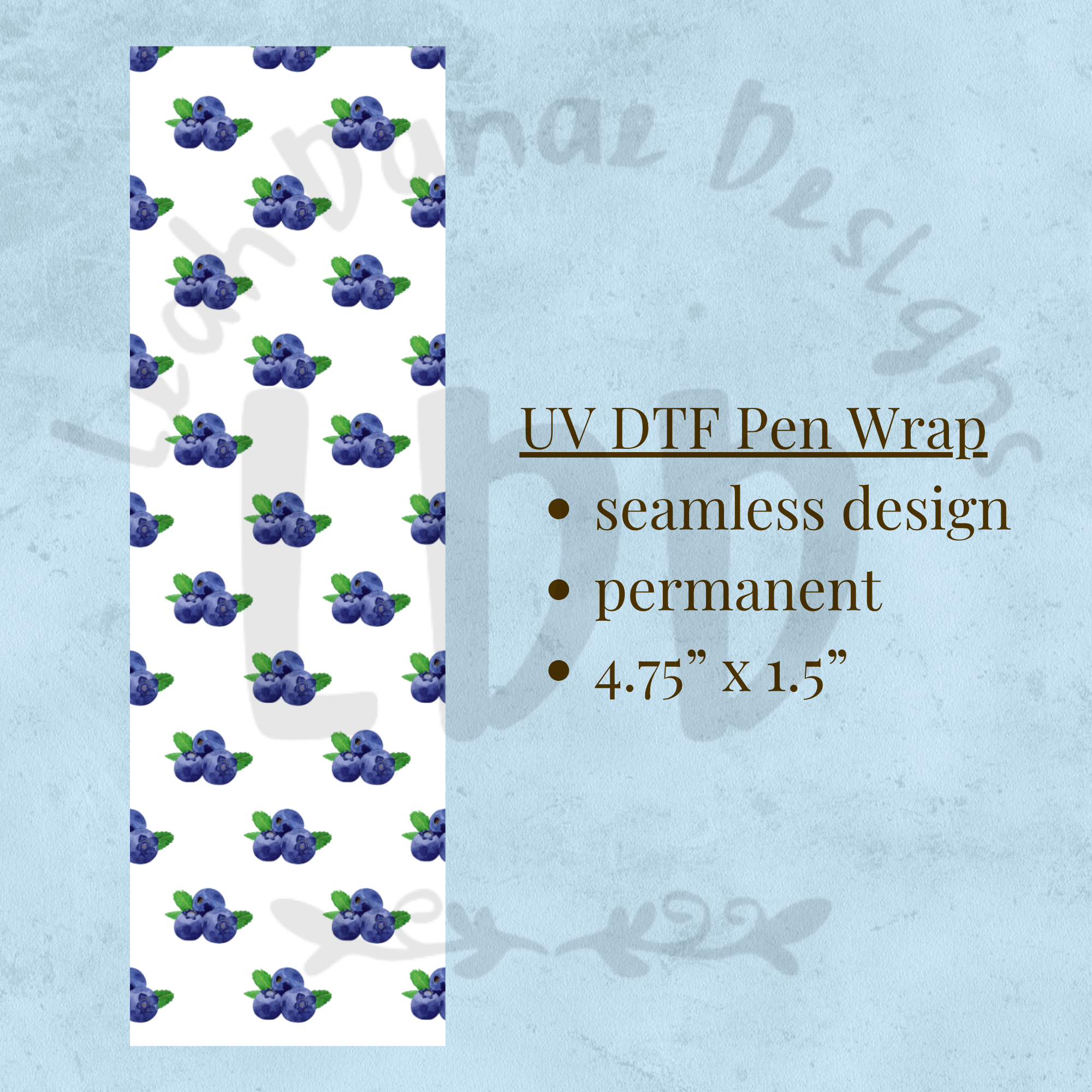 BLUEBERRY - UV DTF Pen Wrap, Fruit Design