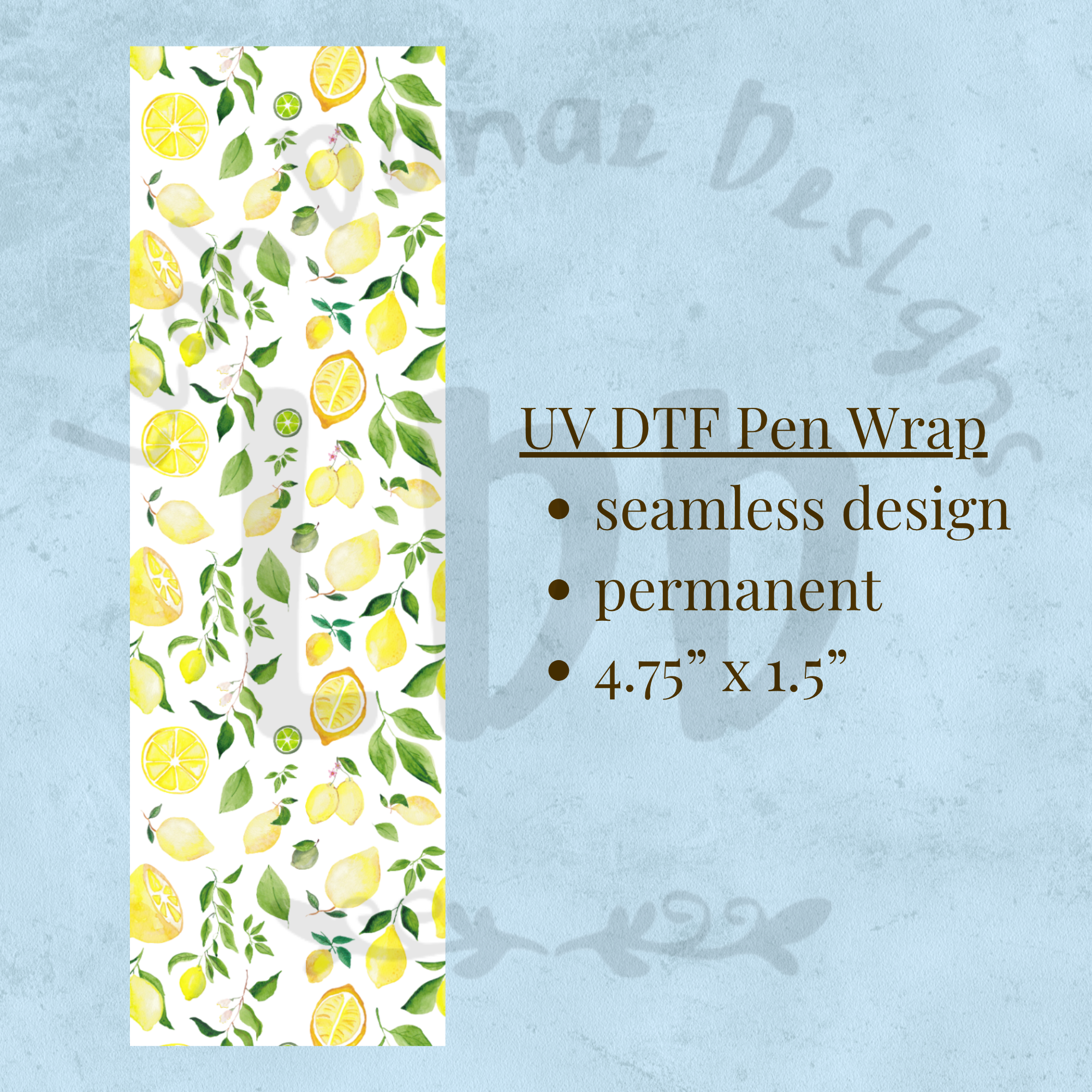 LEMON - UV DTF Pen Wrap, Fruit Design
