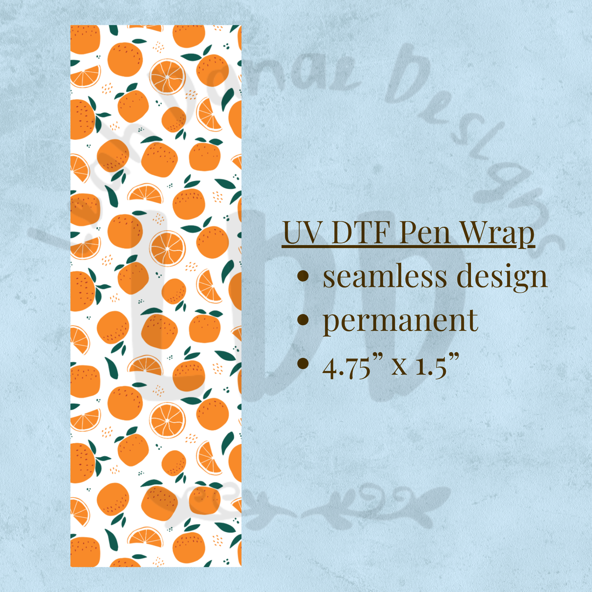 ORANGE - UV DTF Pen Wrap, Fruit Design