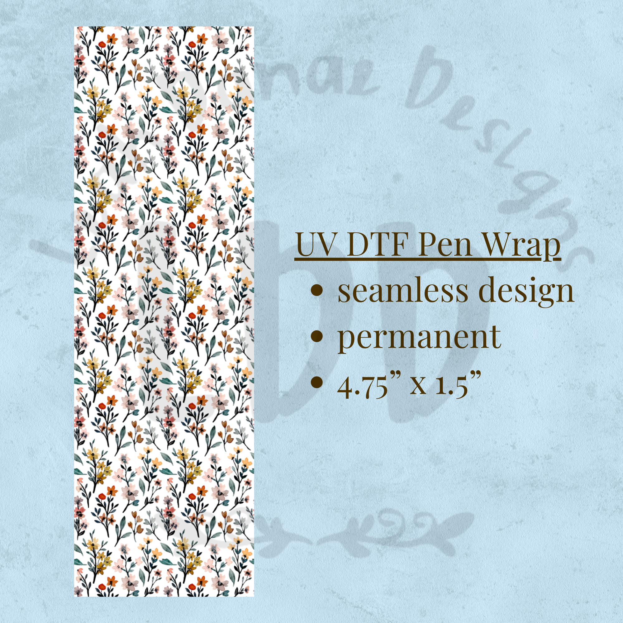 VINTAGE FLORAL - UV DTF Pen Wrap, Floral Design