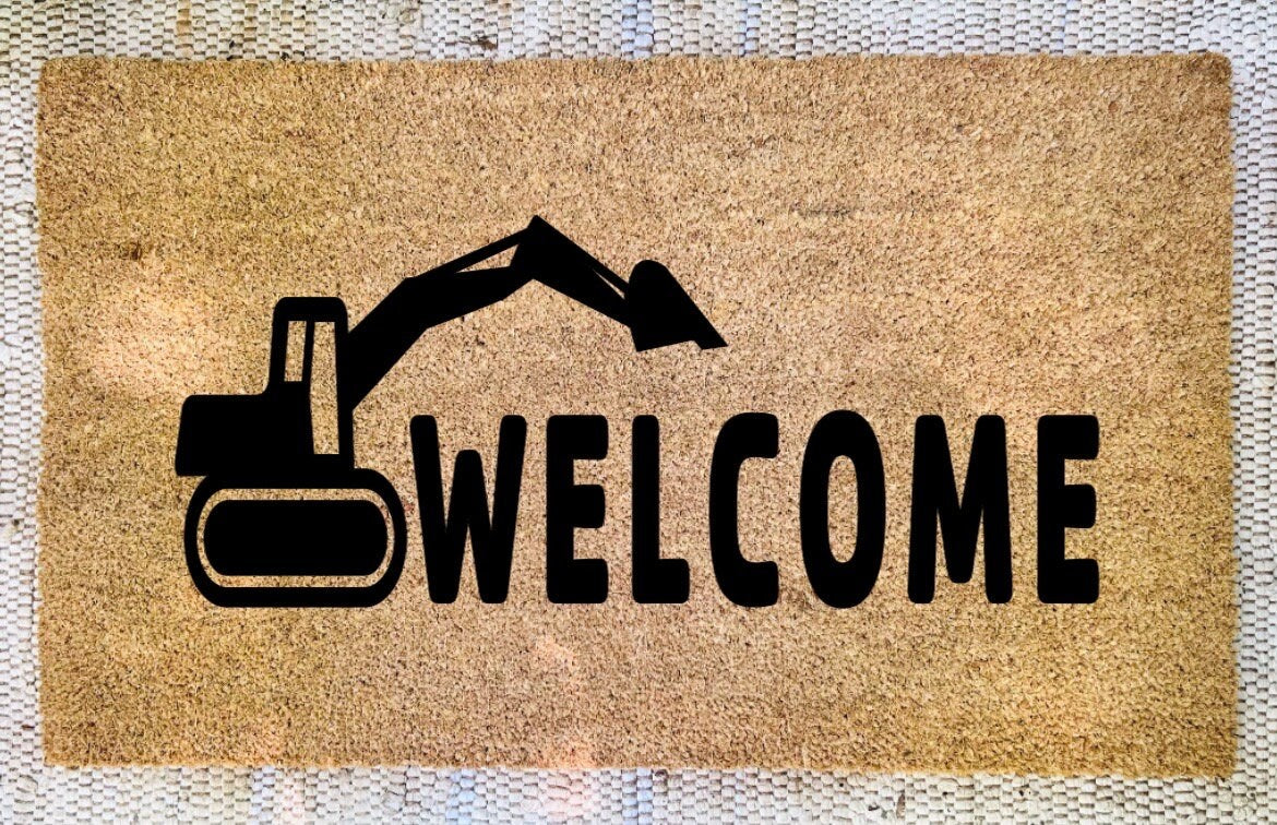 EXCAVATOR Welcome Doormat | Construction Worker Gift