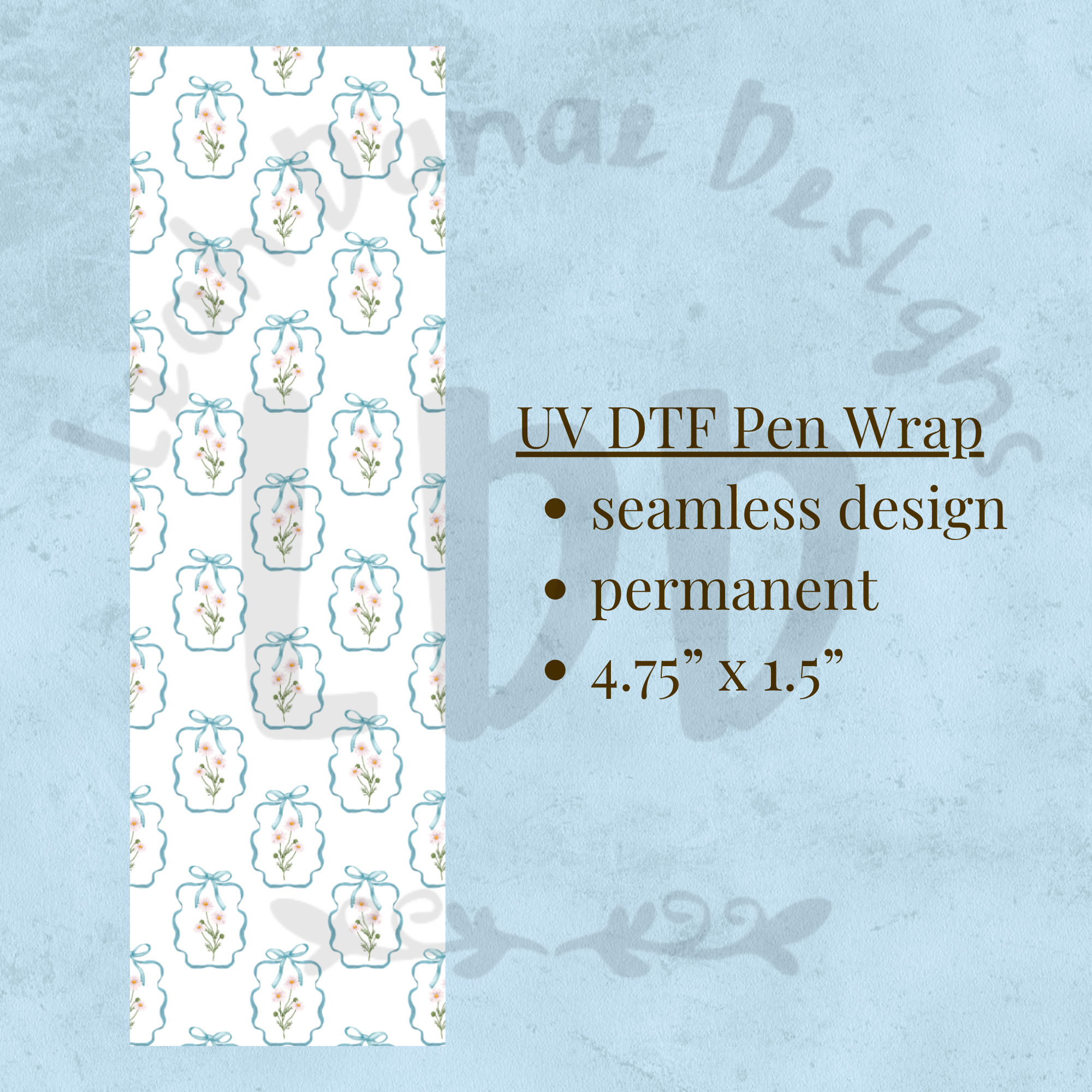 BOW BOUQUET - UV DTF Pen Wrap, Floral Design