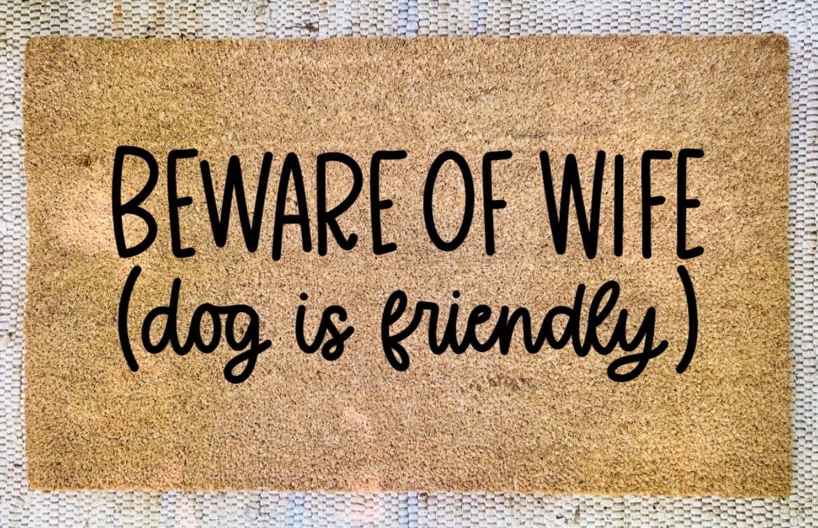 BEWARE OF WIFE Funny Welcome Doormat | Wedding Gift