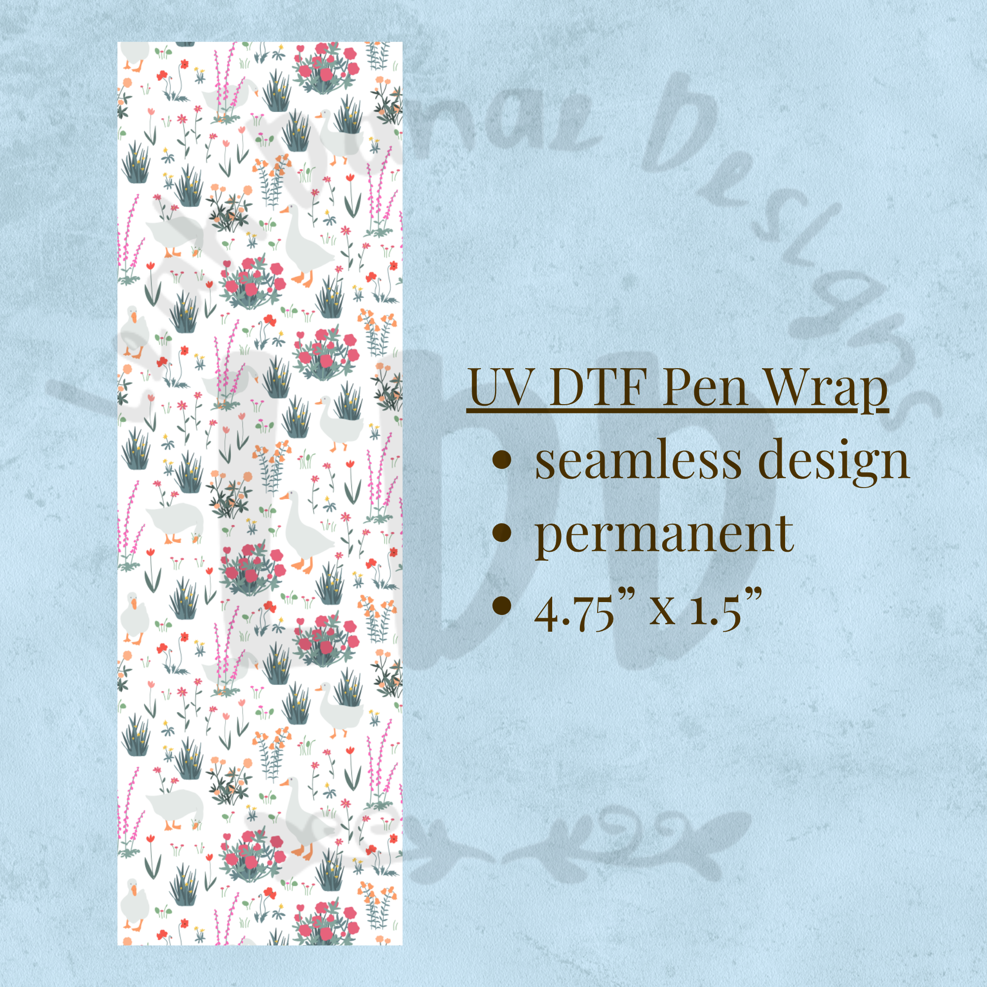 GRASS GOOSE - UV DTF Pen Wrap, Goose Design