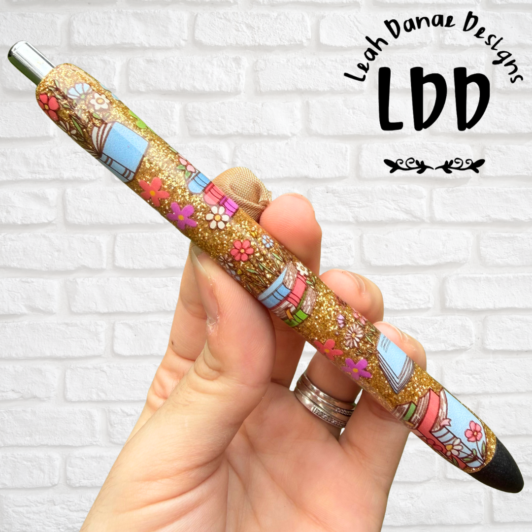 BOOK FLOWERS Pen - Refillable Gel Pen | Glitter Pen
