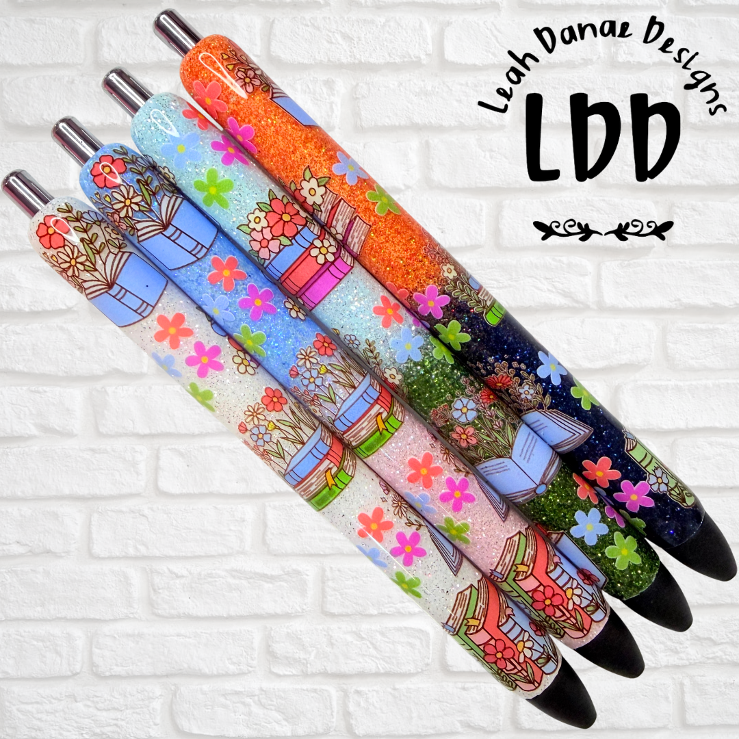 BOOK FLOWERS Pen - Refillable Gel Pen | Glitter Pen