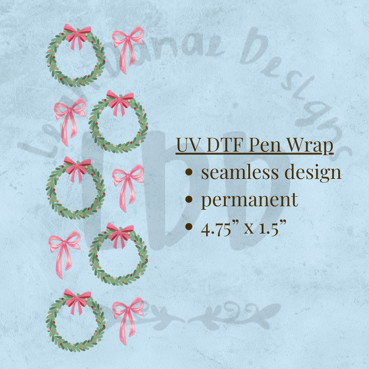BOW WREATH - UV DTF Pen Wrap