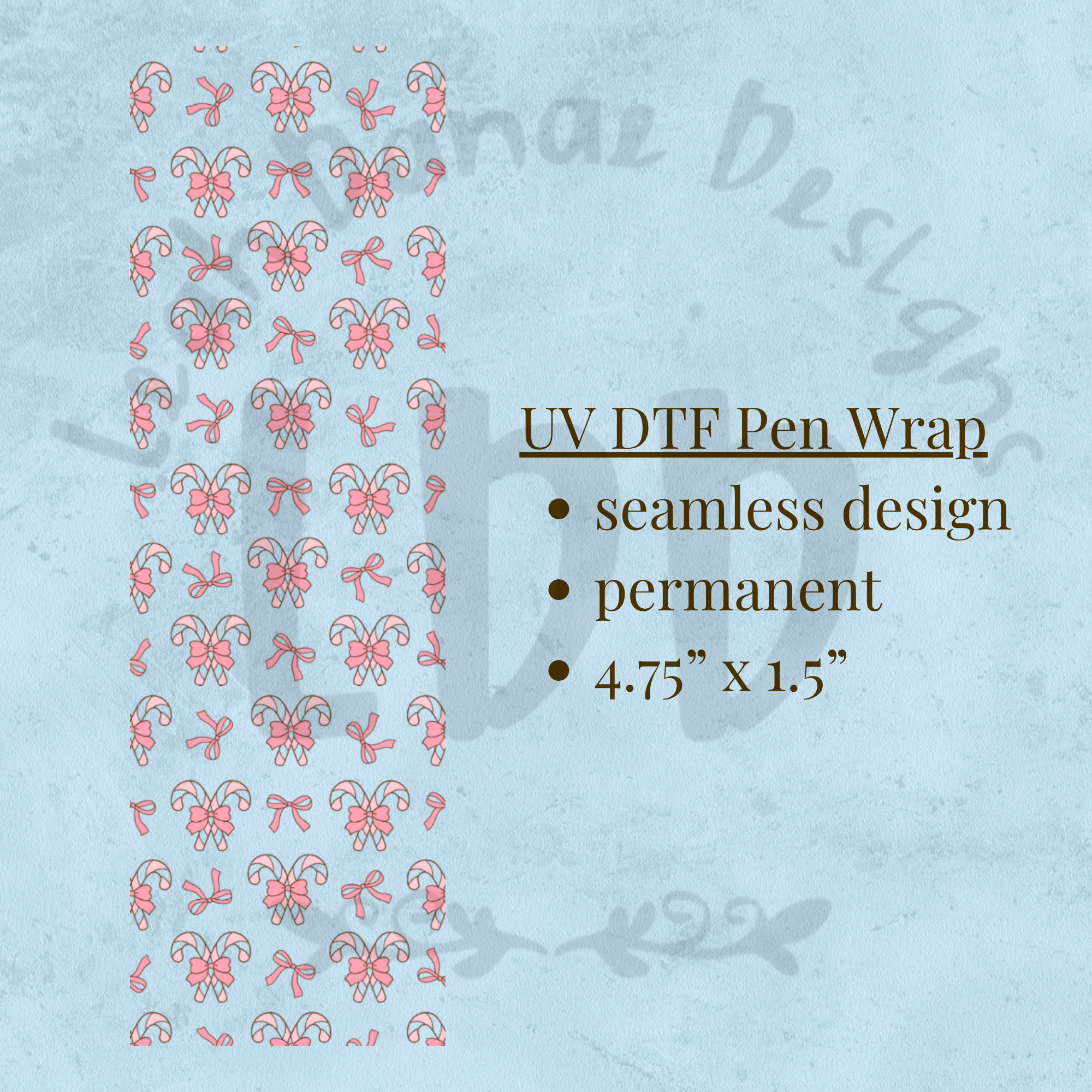 CANDY CANE BOW - UV DTF Pen Wrap
