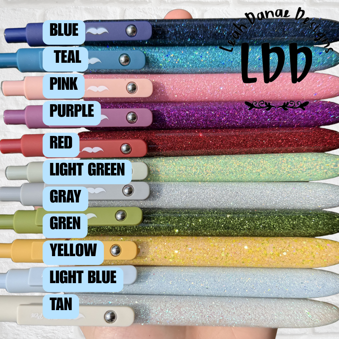 CLIPPED Glitter Pen - Gel Black Ink 0.5mm, Refillable