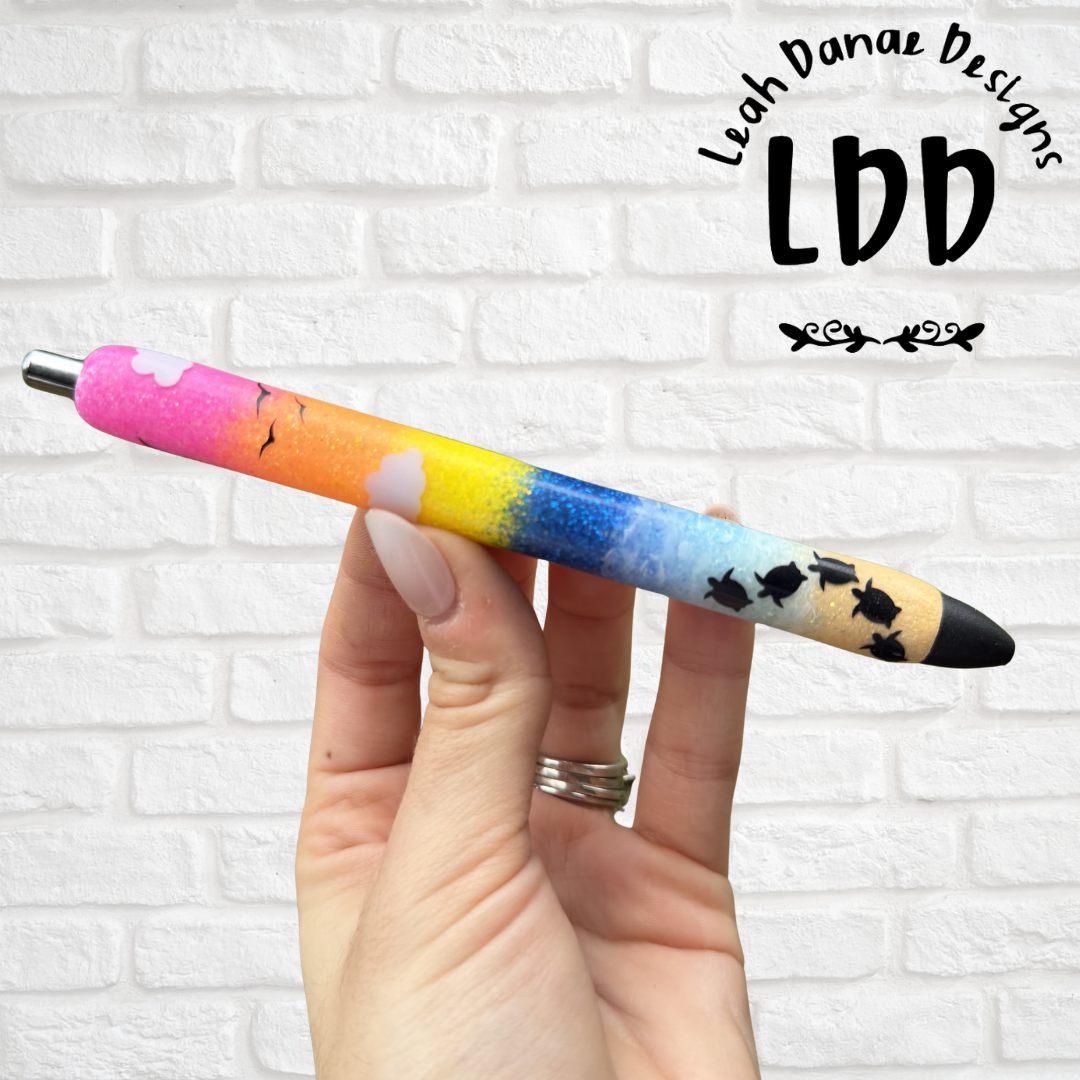 SUNSET BEACH Pen | Refillable Gel Pen | Glitter Pen