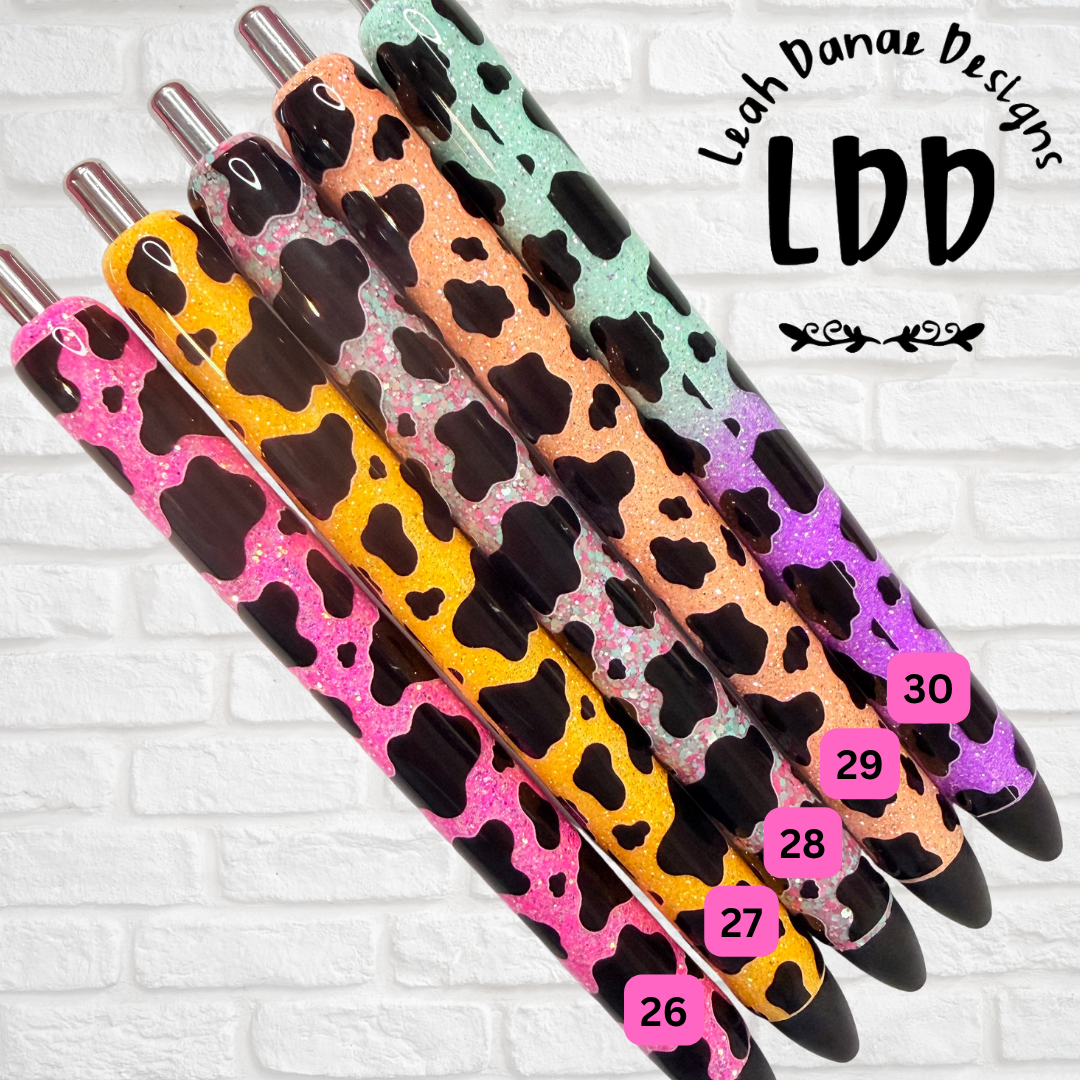 COW PRINT Glitter Pen - Ready To Ship