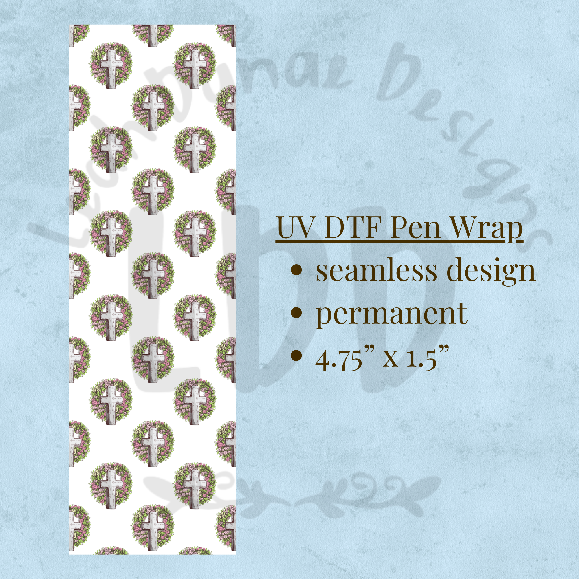 CROSS WREATH - UV DTF Pen Wrap