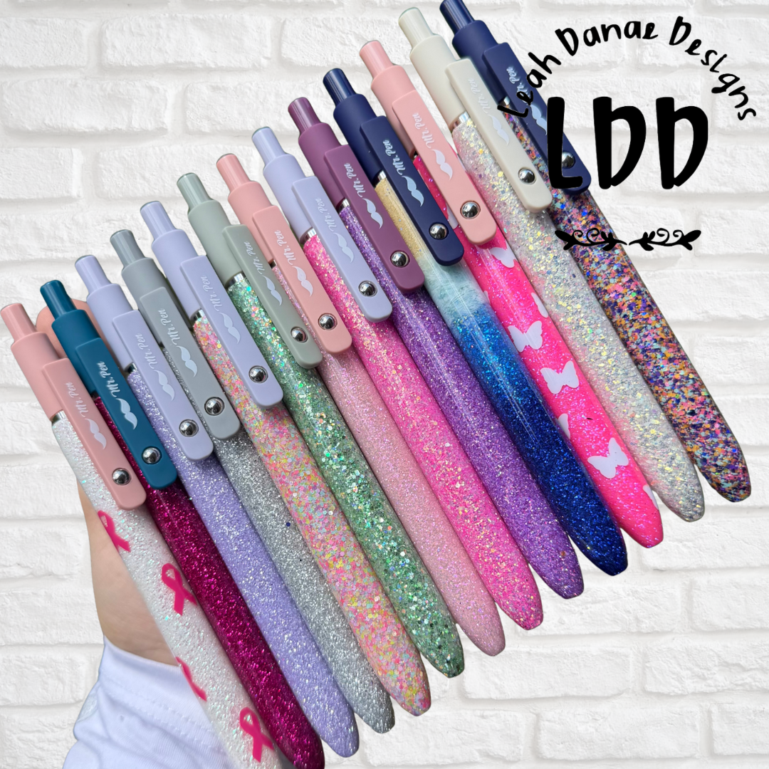 CLIPPED Glitter Pen - Gel Black Ink 0.5mm, Refillable