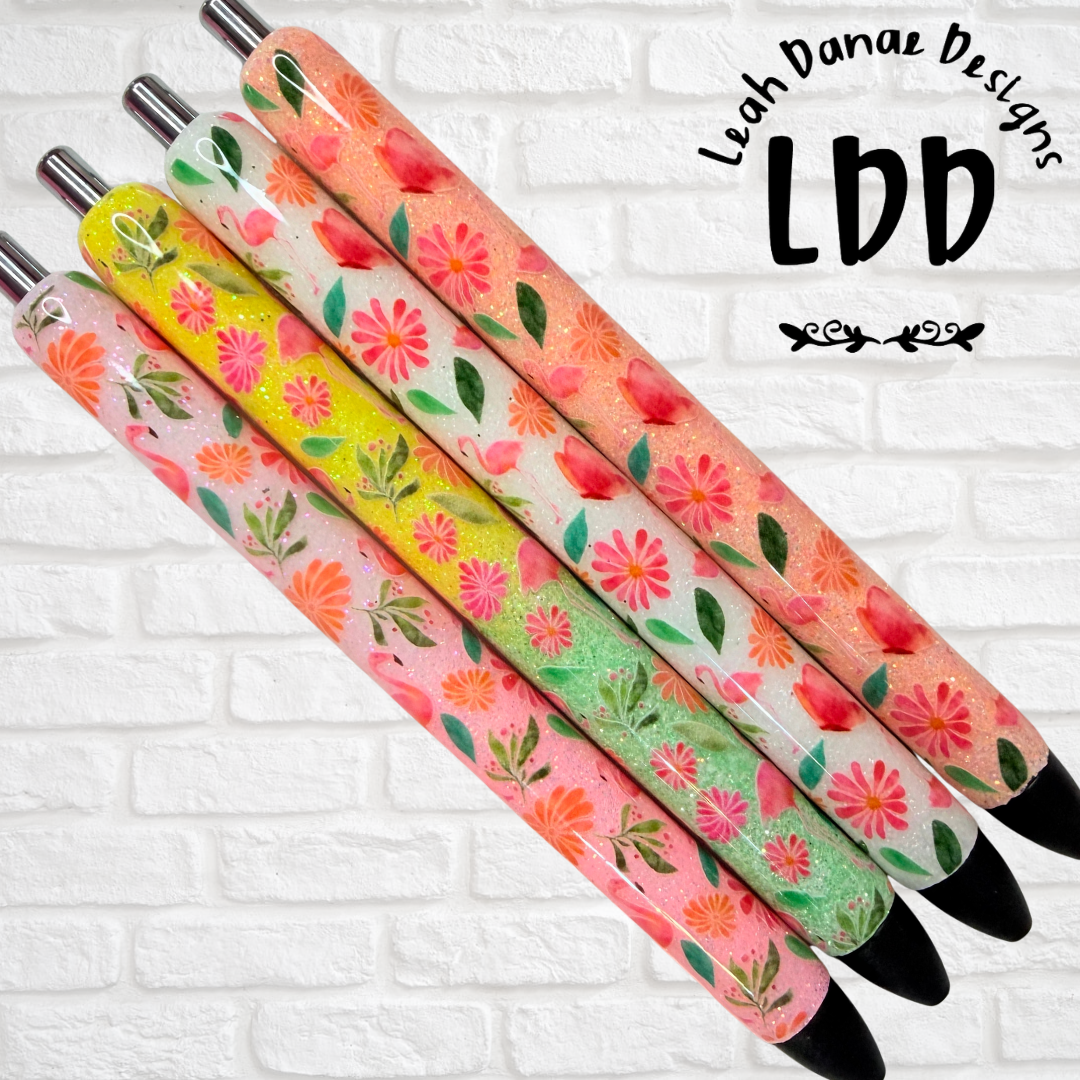 FLAMINGO FLORAL Pen - Refillable Gel Pen | Glitter Pen