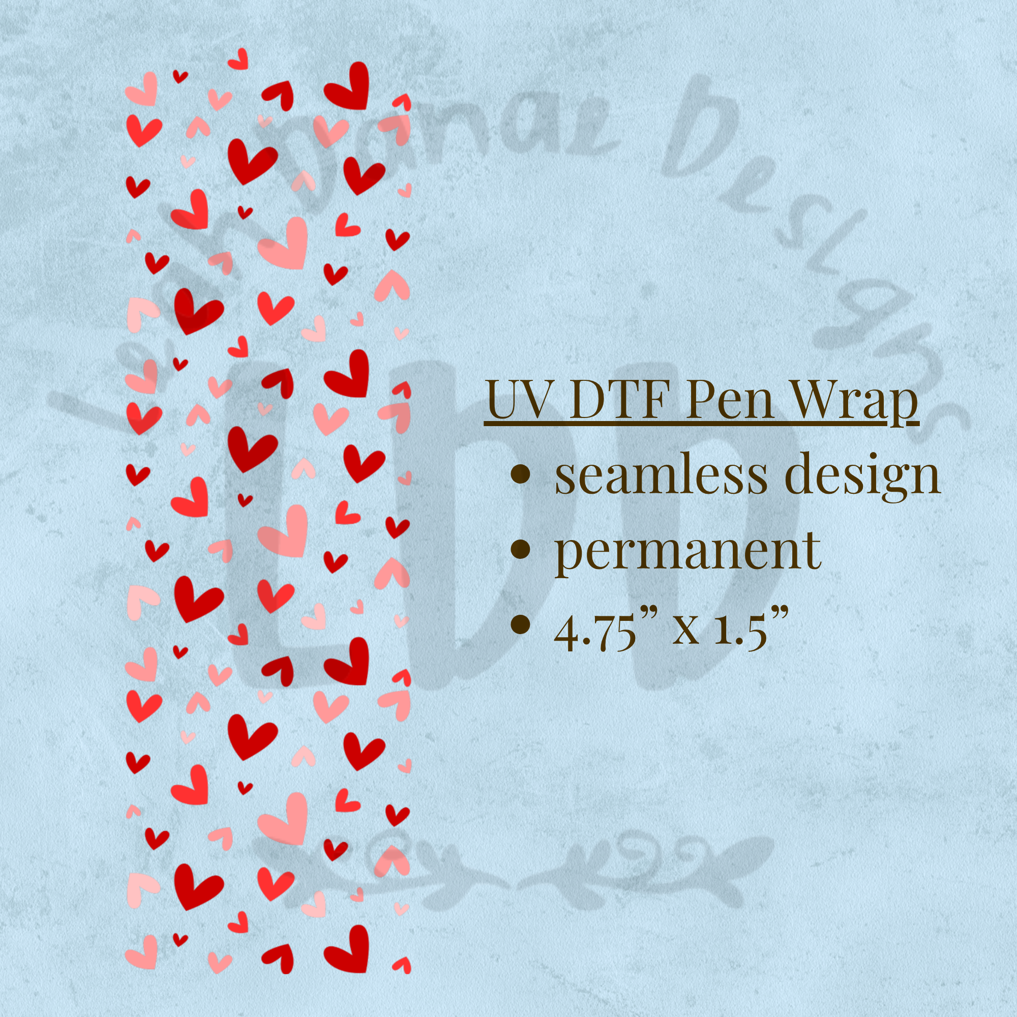 HEARTS - UV DTF Pen Wrap