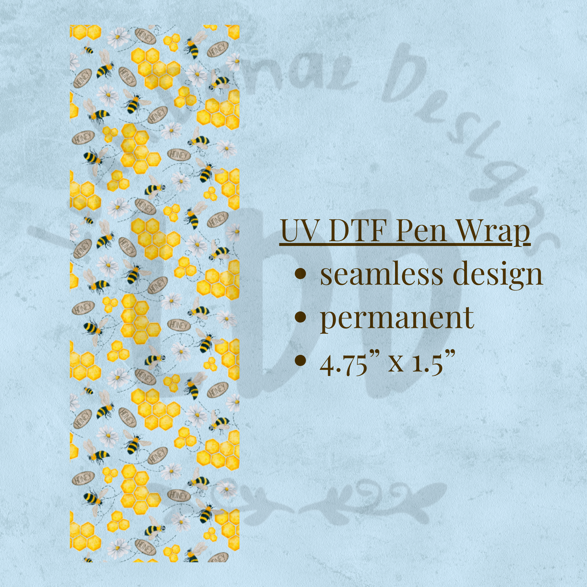 HONEY BEE - UV DTF Pen Wrap