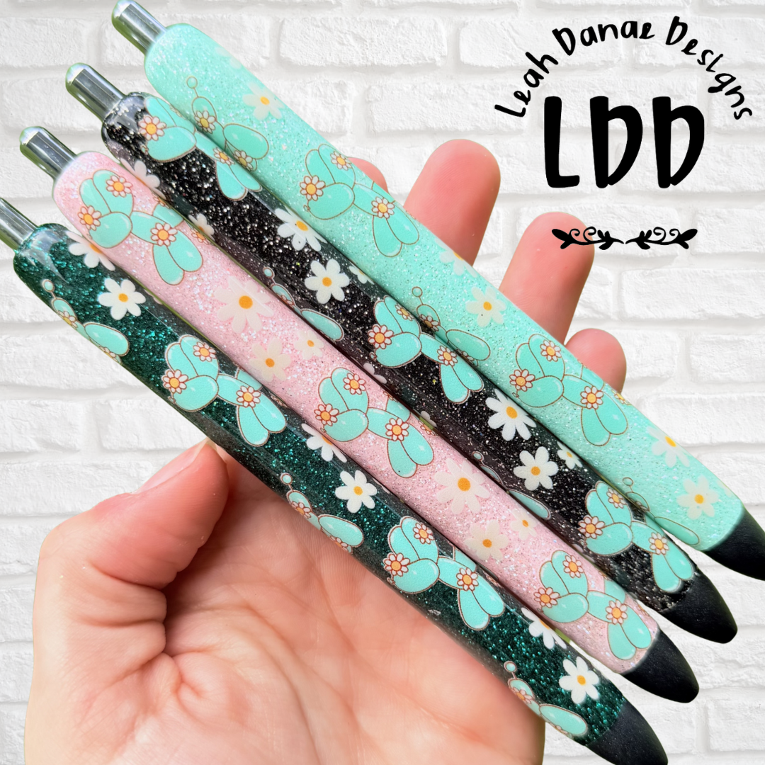 TEAL BALLOON DOG Pen - Refillable Gel Pen | Glitter Pen