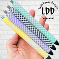 WHITE MINI CHECKERED Pen - Refillable Gel Pen | Glitter Pen