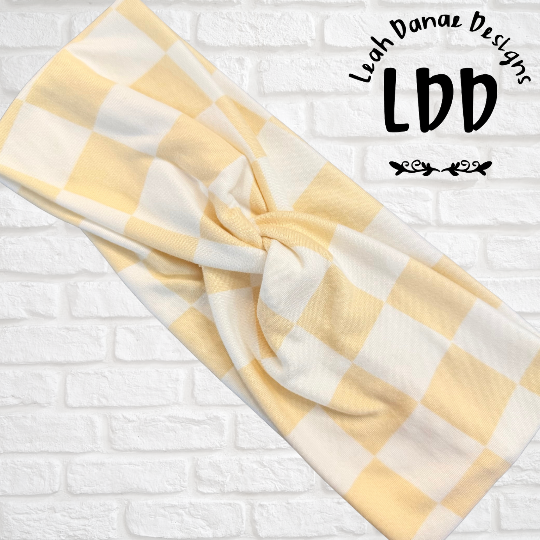 TAN CHECKERED - Twist Headband
