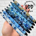 BLUE FLORAL Pen - Refillable Gel Pen | Glitter Pen
