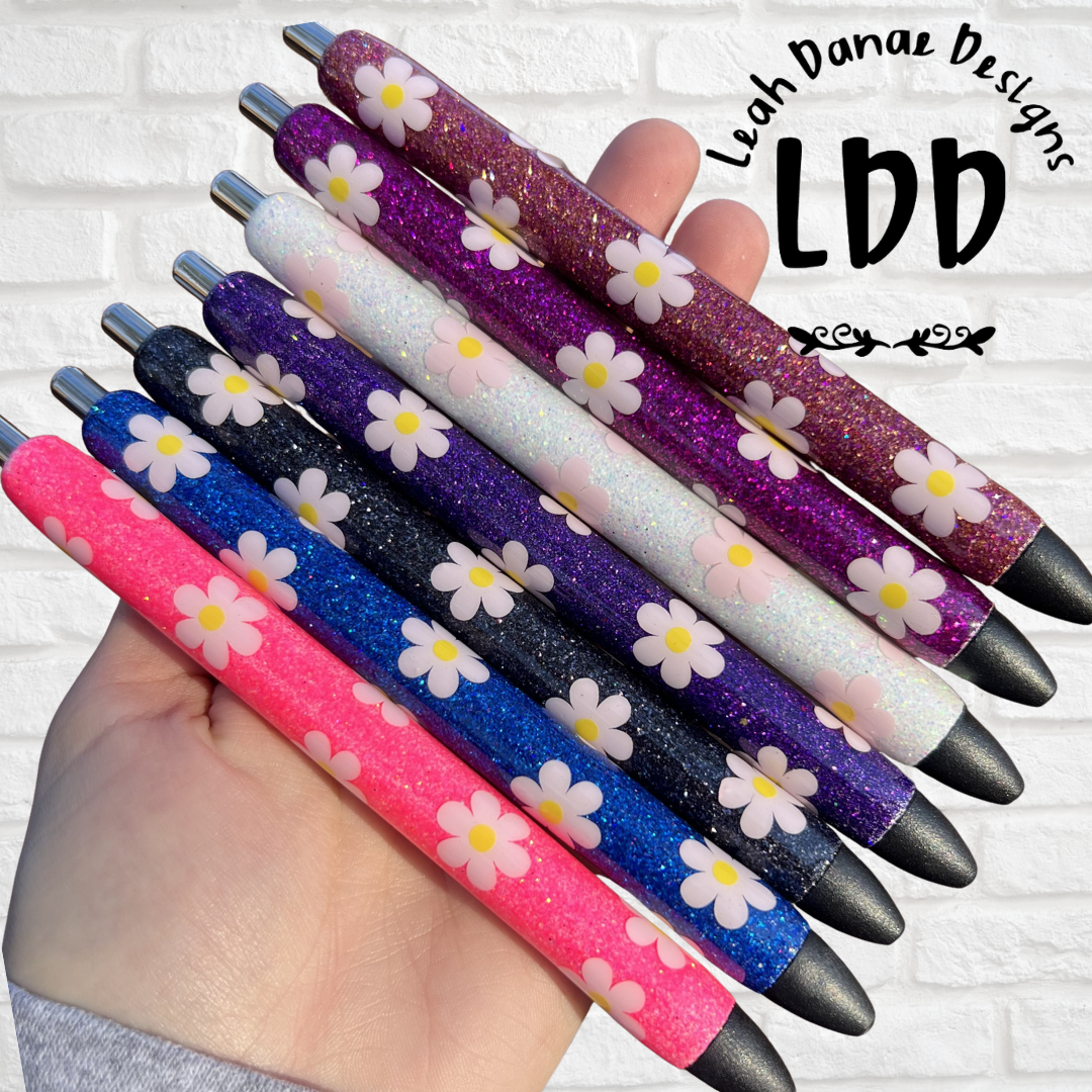 LIGHT PINK DAISY Pen - Refillable Gel Pen | Glitter Pen