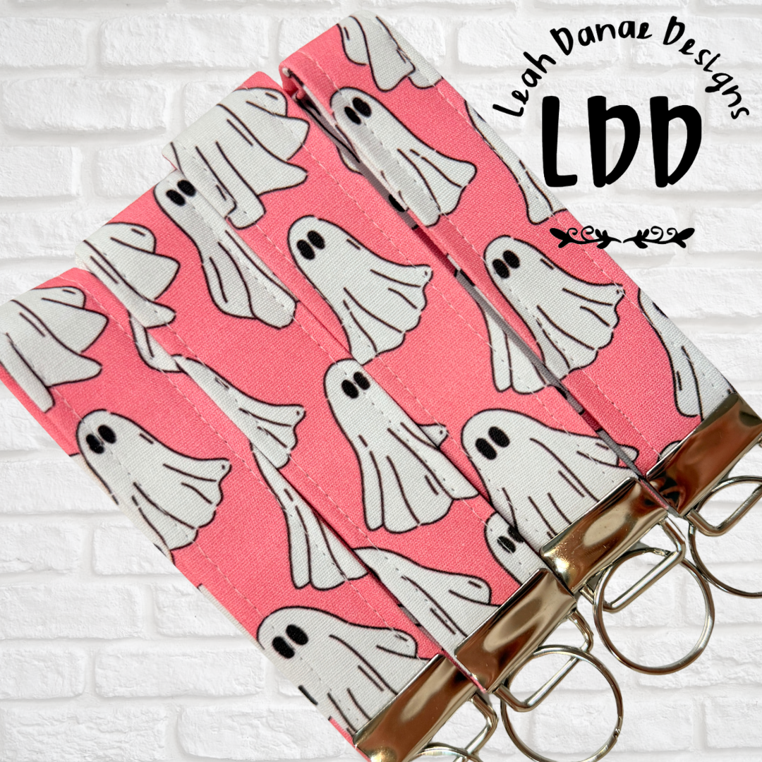 PINK GHOST - Mini Wristlet Keychain