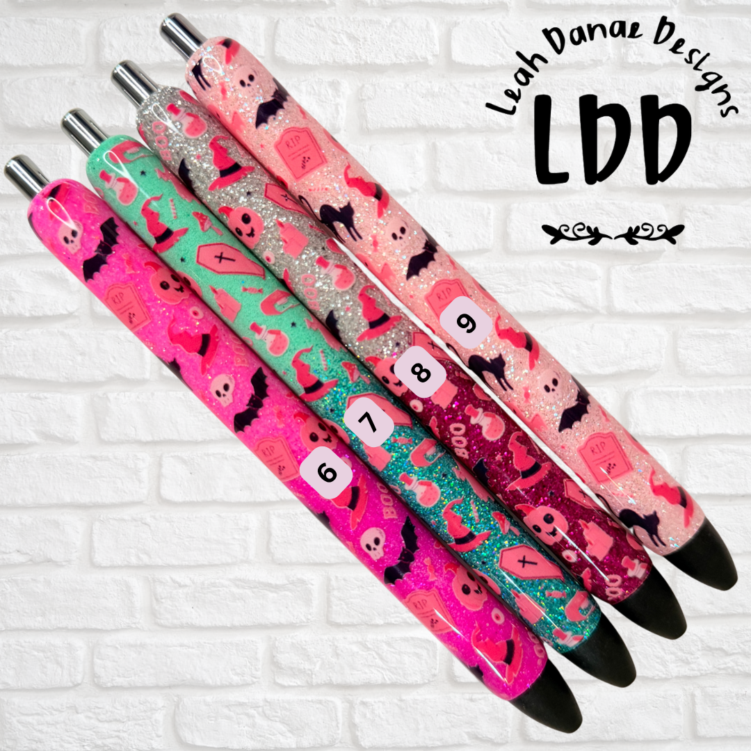PINK HALLOWEEN Glitter Pen - Ready To Ship