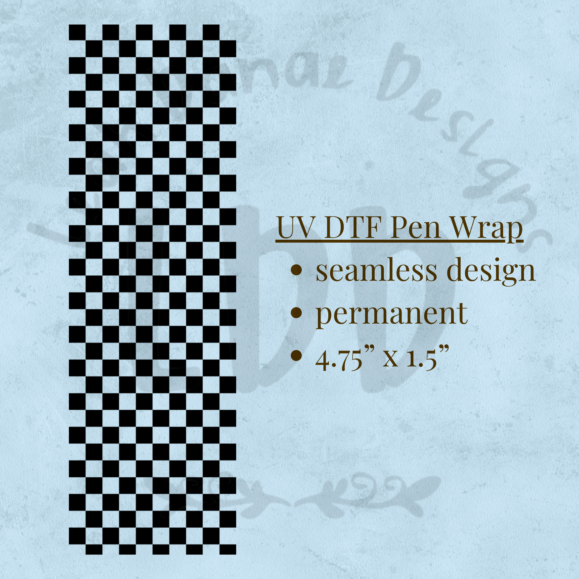MINI CHECKERED BLACK - UV DTF Pen Wrap