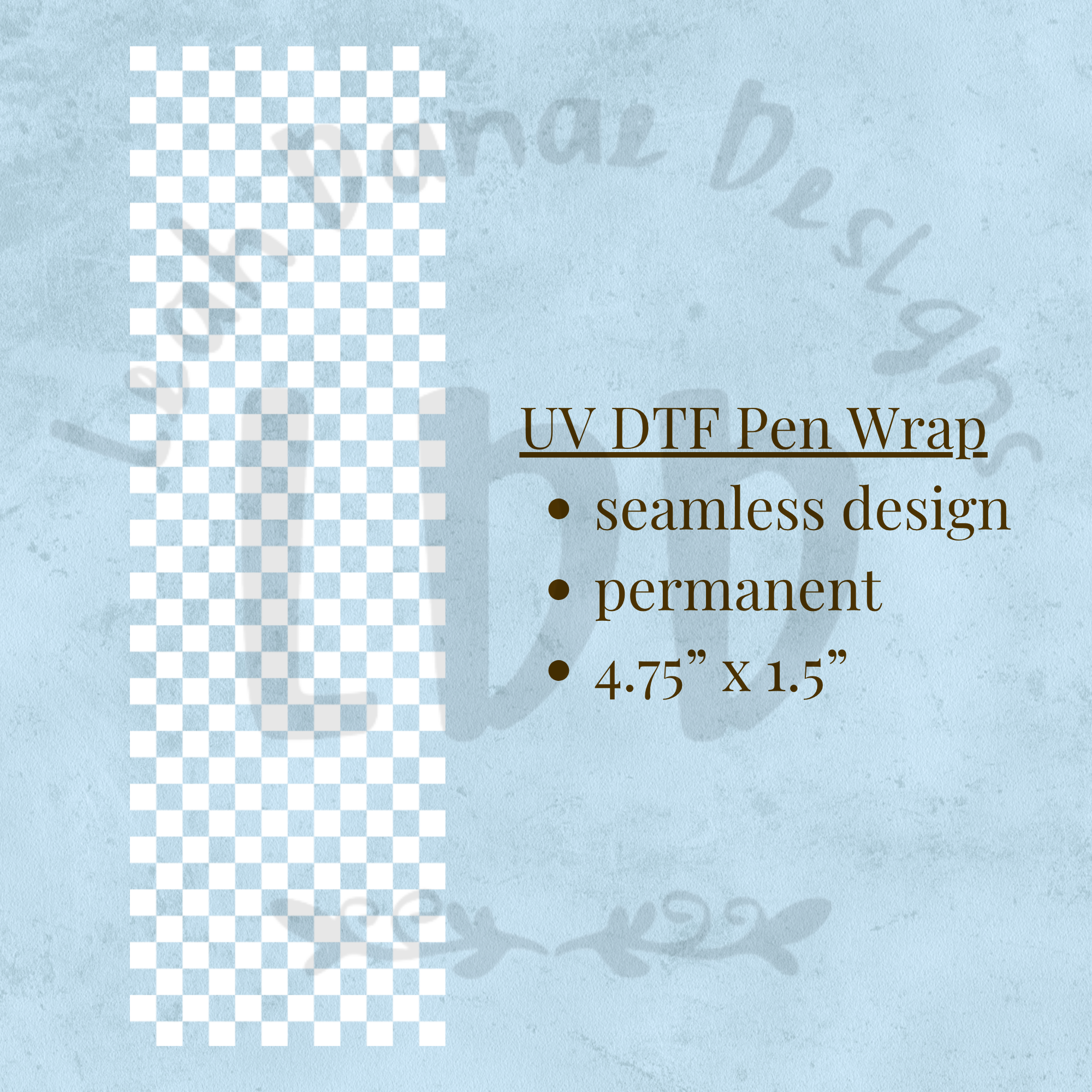 MINI CHECKERED WHITE - UV DTF Pen Wrap