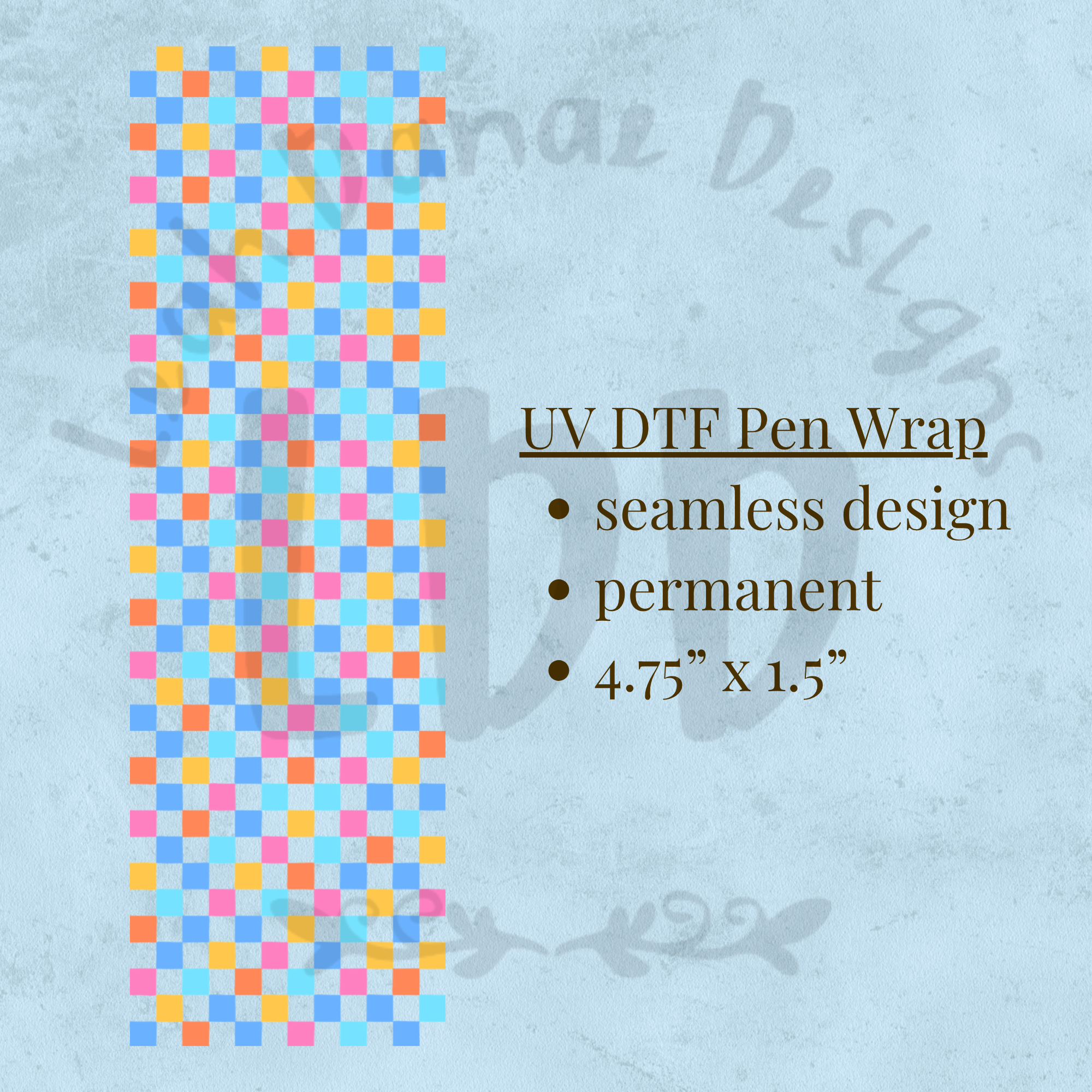 MULTICOLOR CHECKERED - UV DTF Pen Wrap