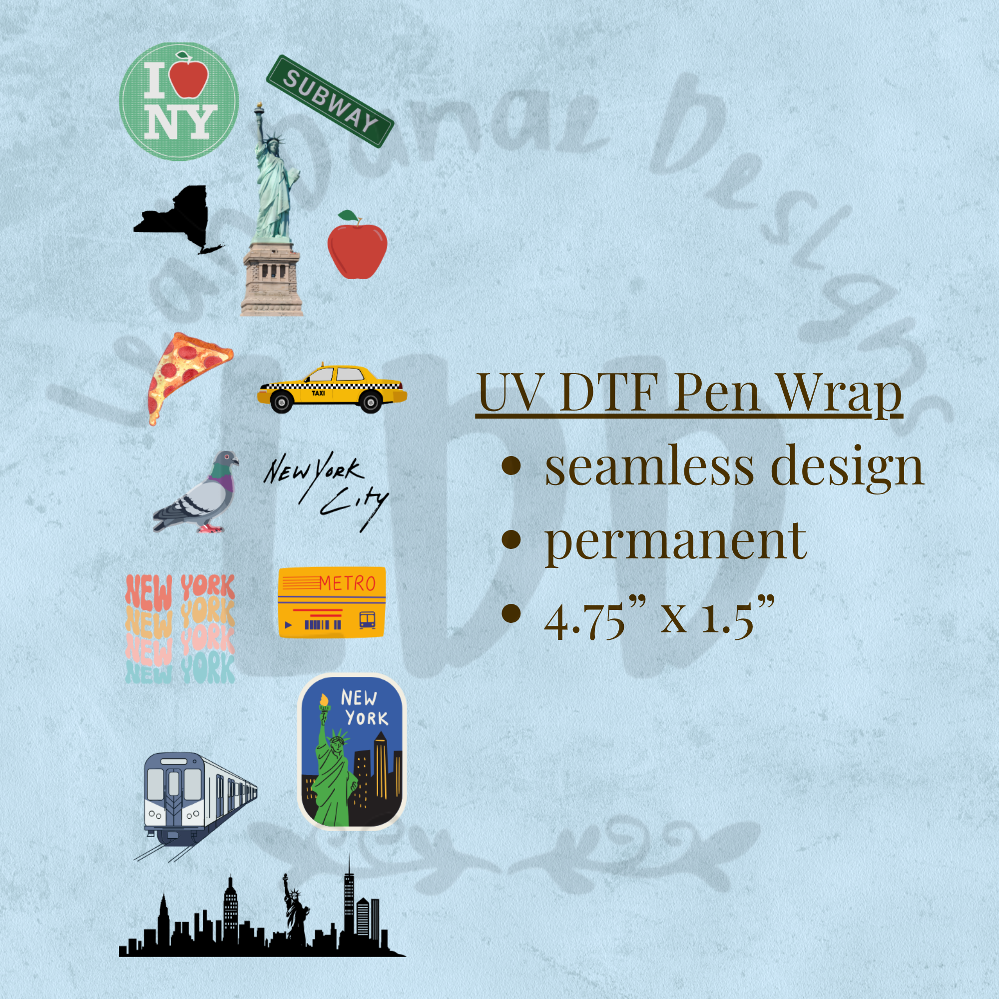 NEW YORK - UV DTF Pen Wrap