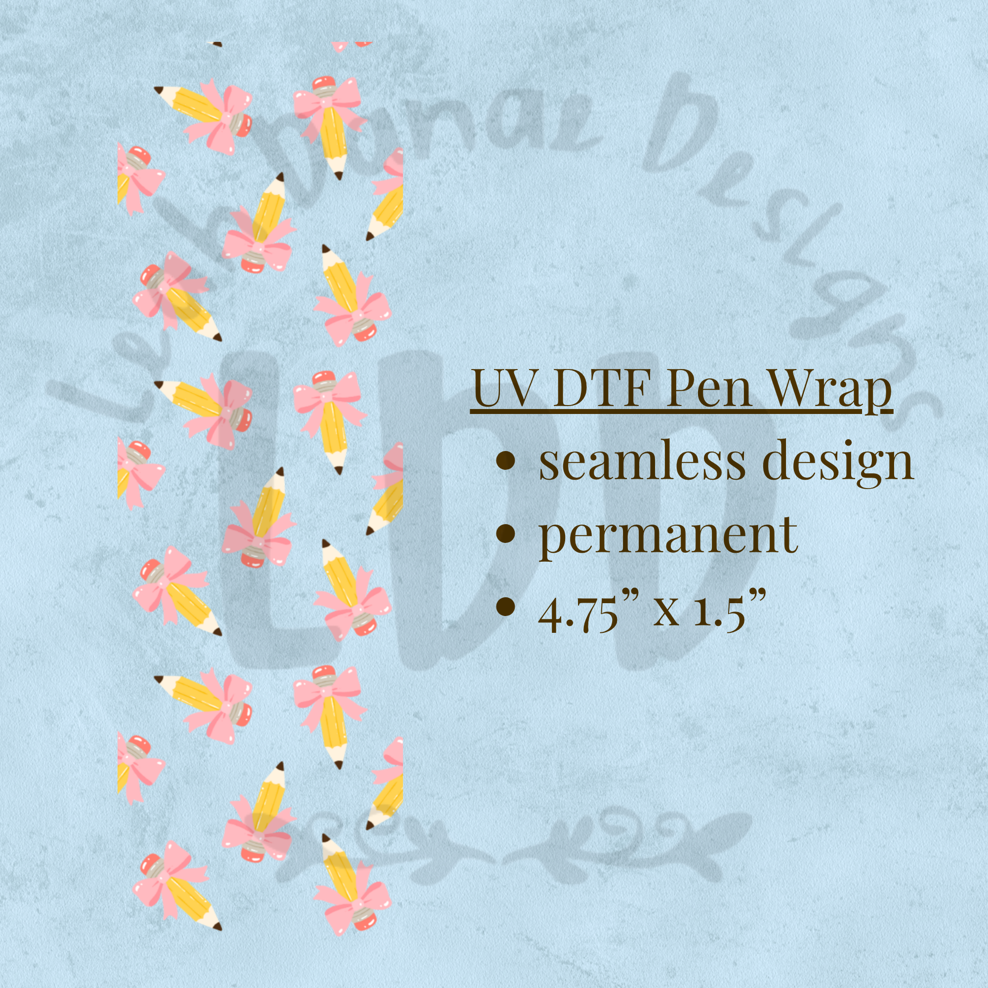PENCIL PINK BOW - UV DTF Pen Wrap