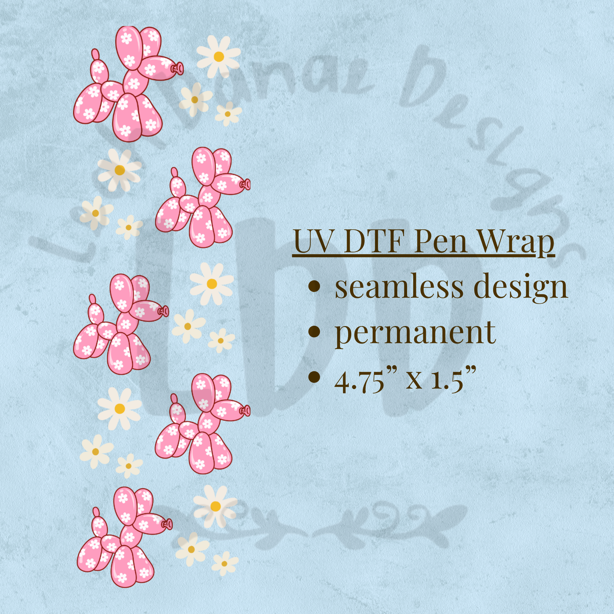 PINK BALLOON DOG - UV DTF Pen Wrap