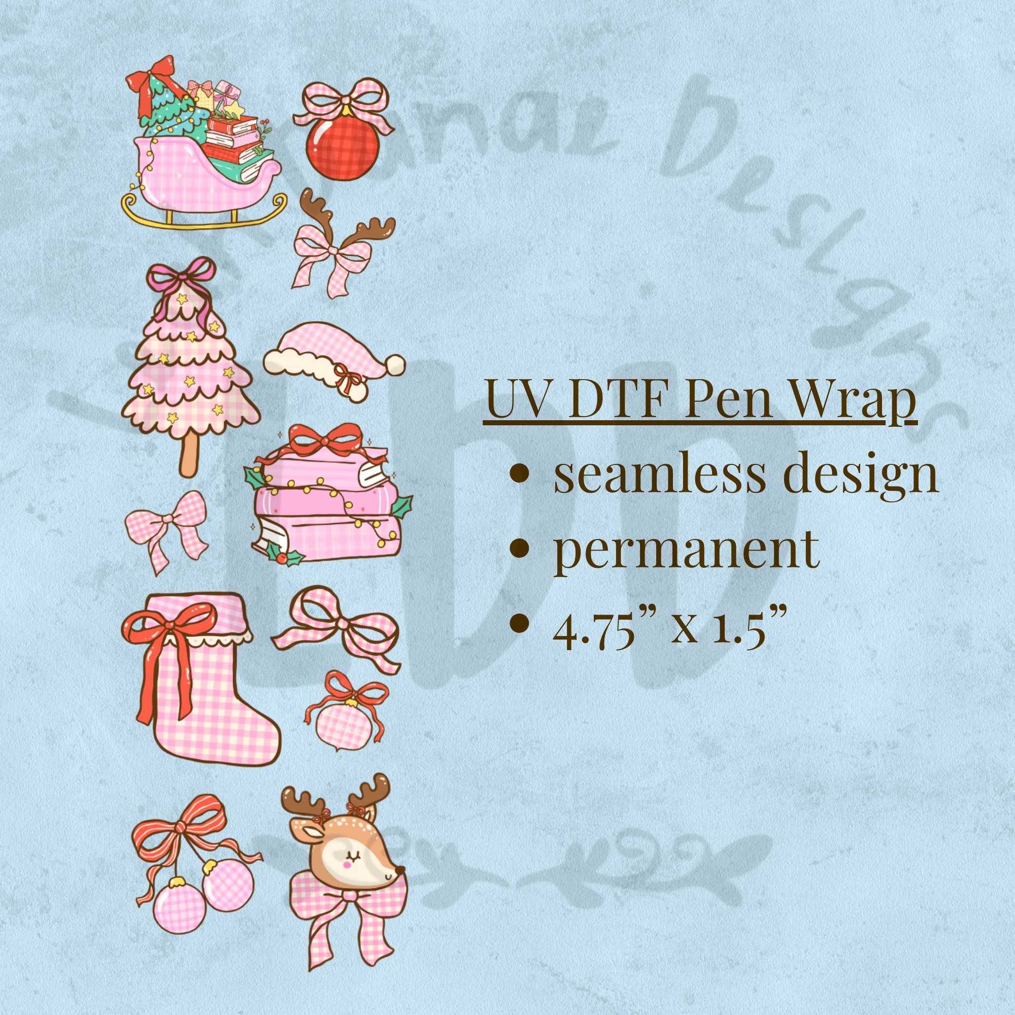 PINK PLAID CHRISTMAS - UV DTF Pen Wrap