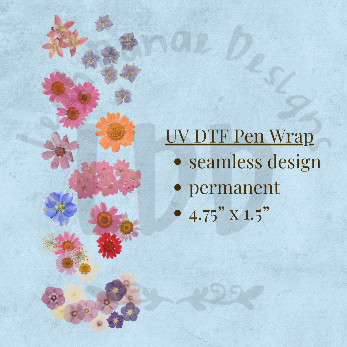 PRESSED FLOWERS - UV DTF Pen Wrap