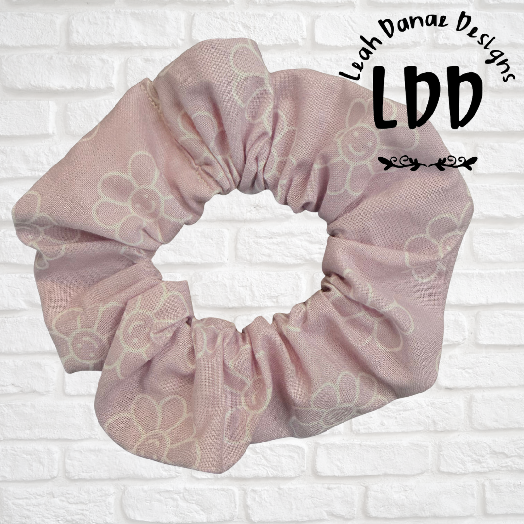 PURPLE HAPPY DAISY - Cotton Scrunchie