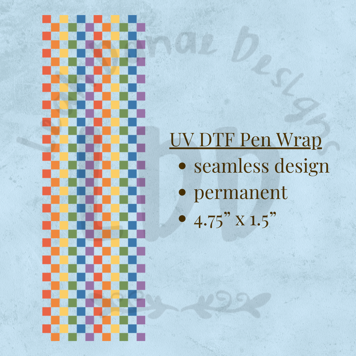RAINBOW CHECKERED - UV DTF Pen Wrap