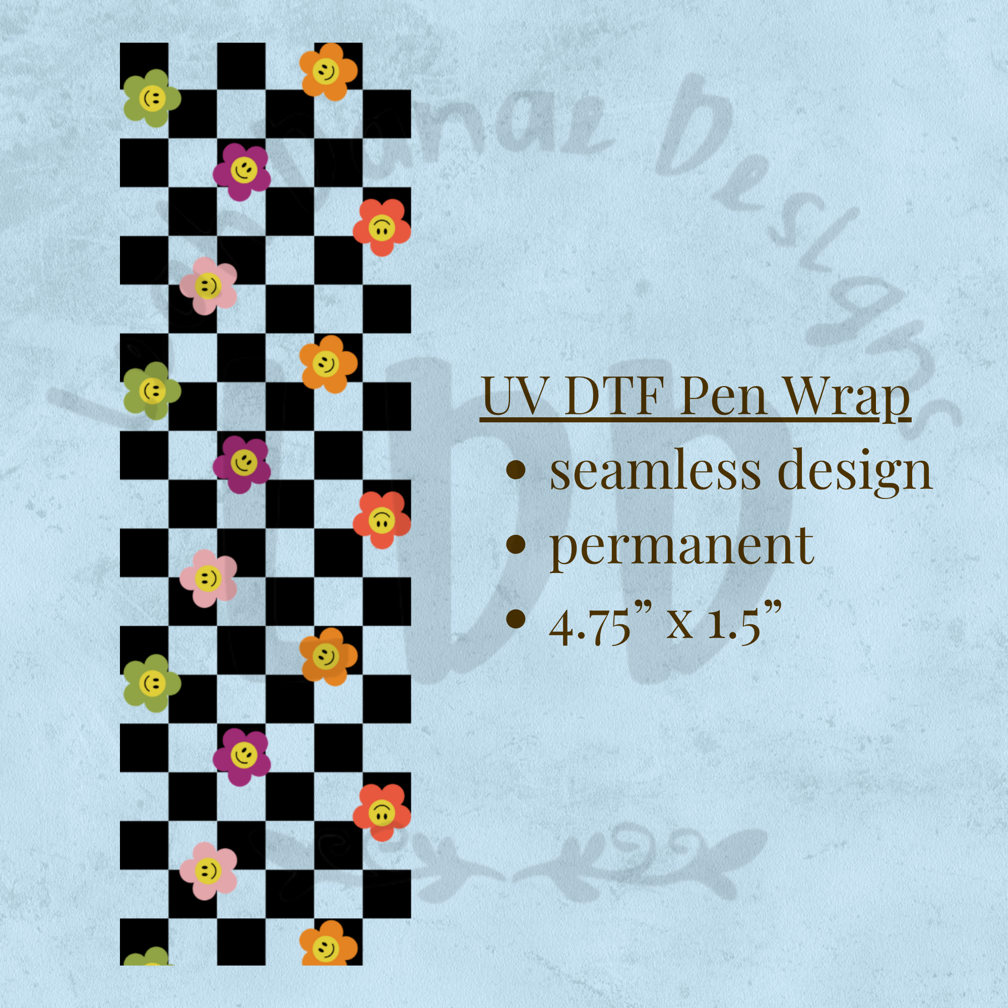 RETRO CHECKERED - UV DTF Pen Wrap