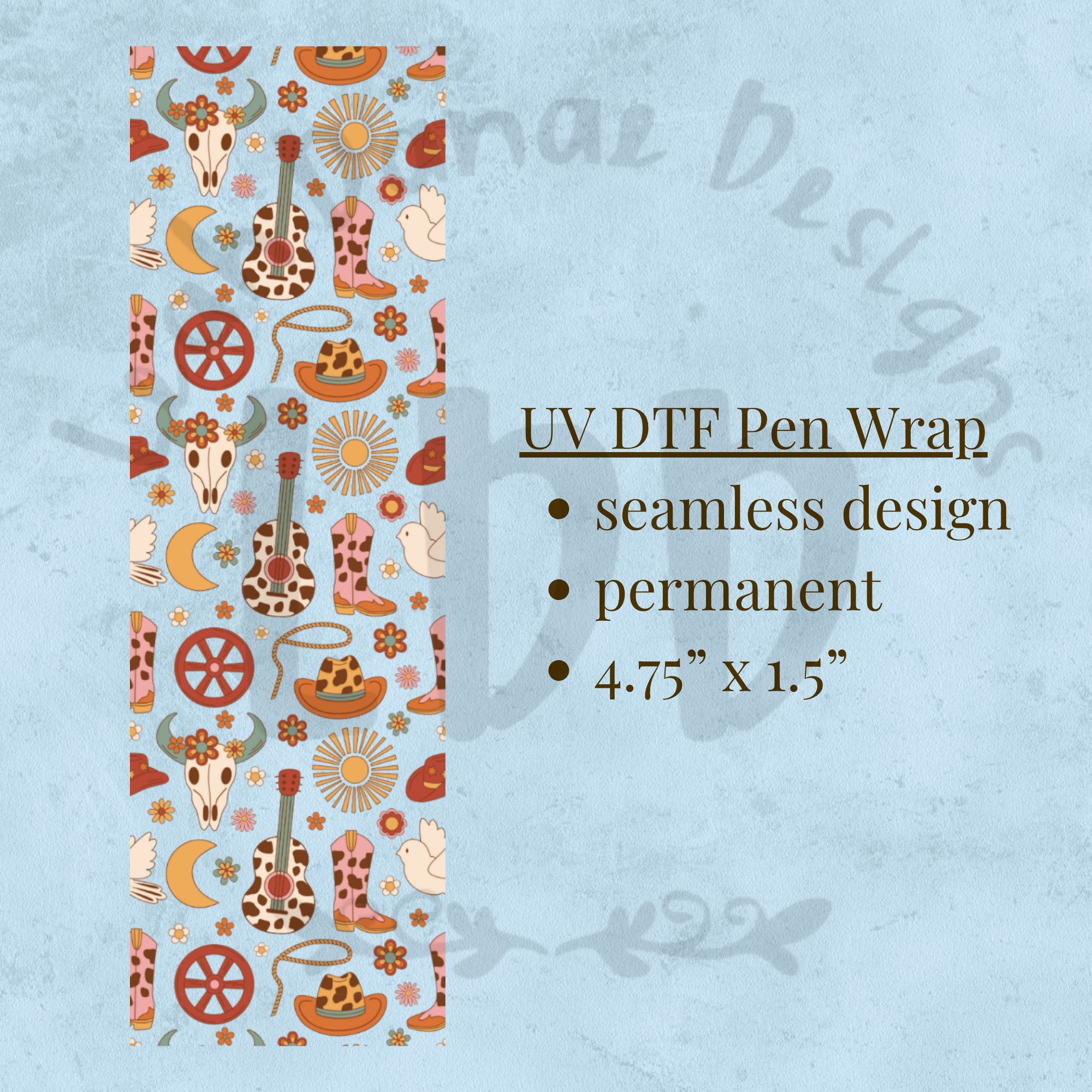 RETRO COWGIRL - UV DTF Pen Wrap