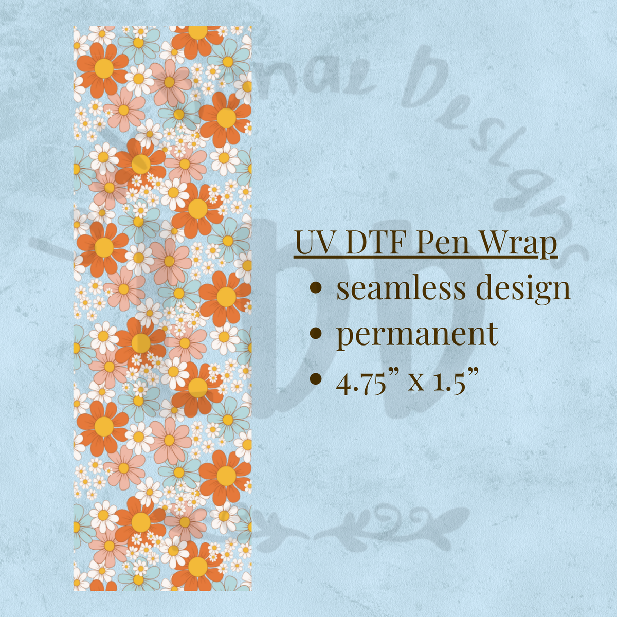 RETRO FLOWERS - UV DTF Pen Wrap