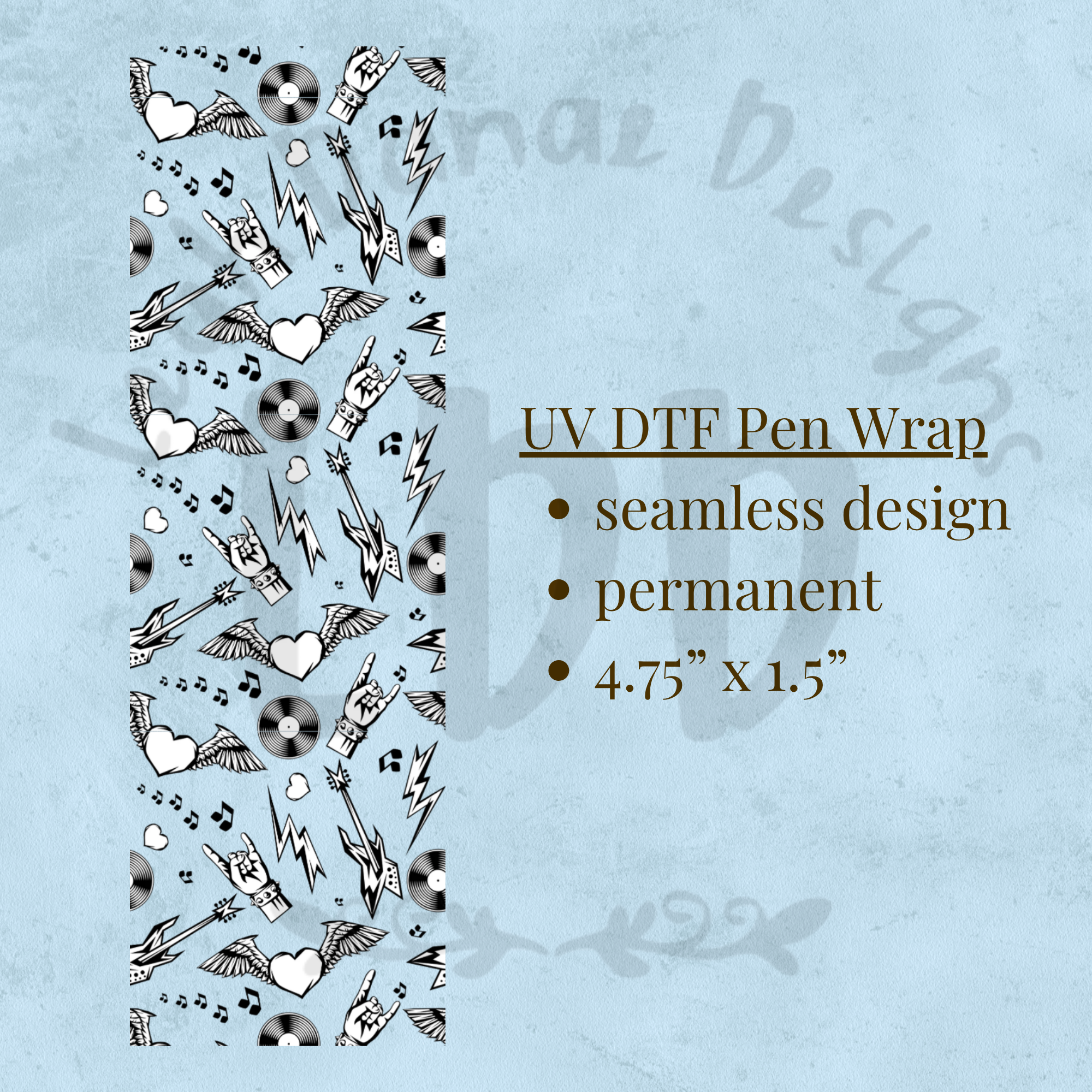 ROCK AND ROLL - UV DTF Pen Wrap
