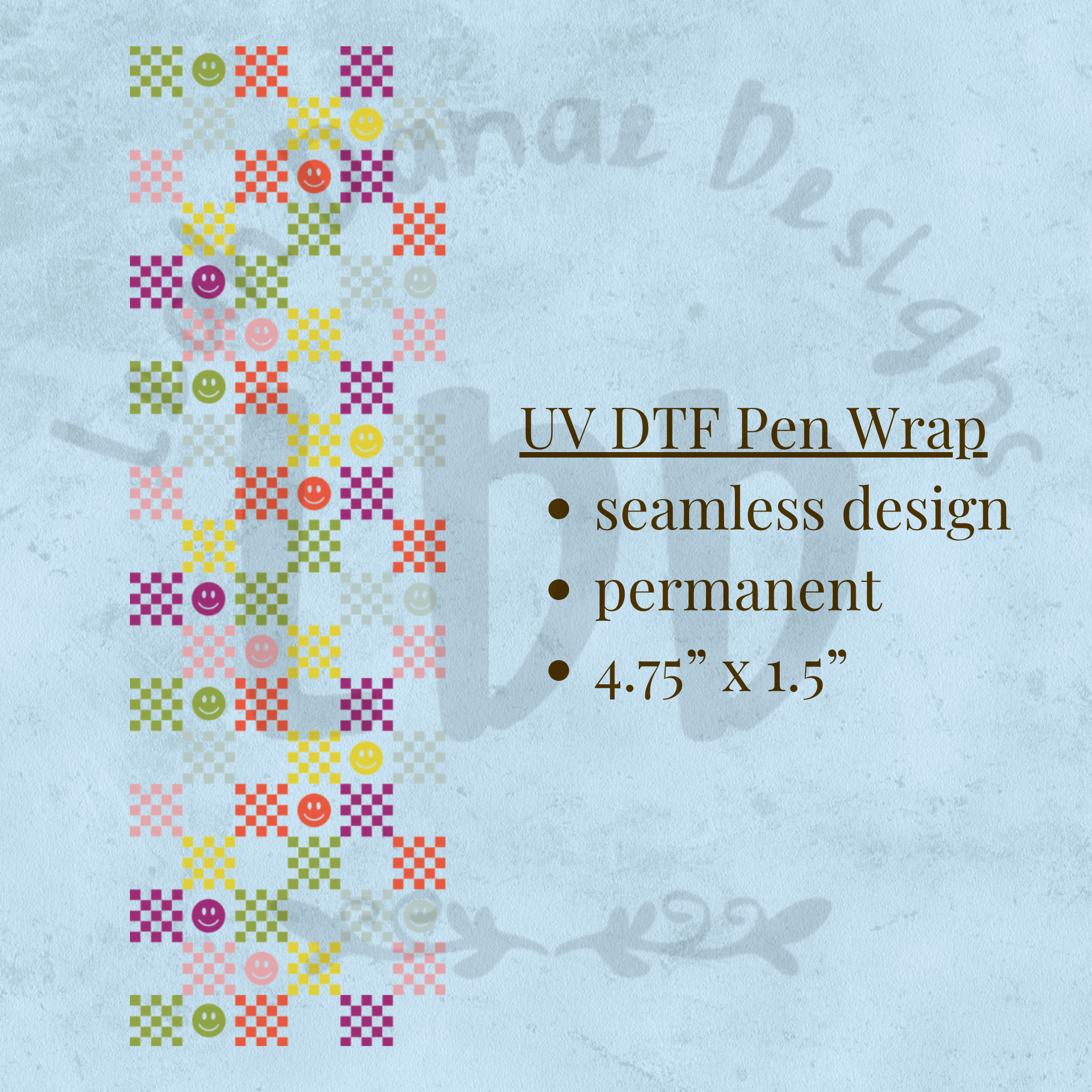 SMILEY MULTICOLORED CHECKERED - UV DTF Pen Wrap