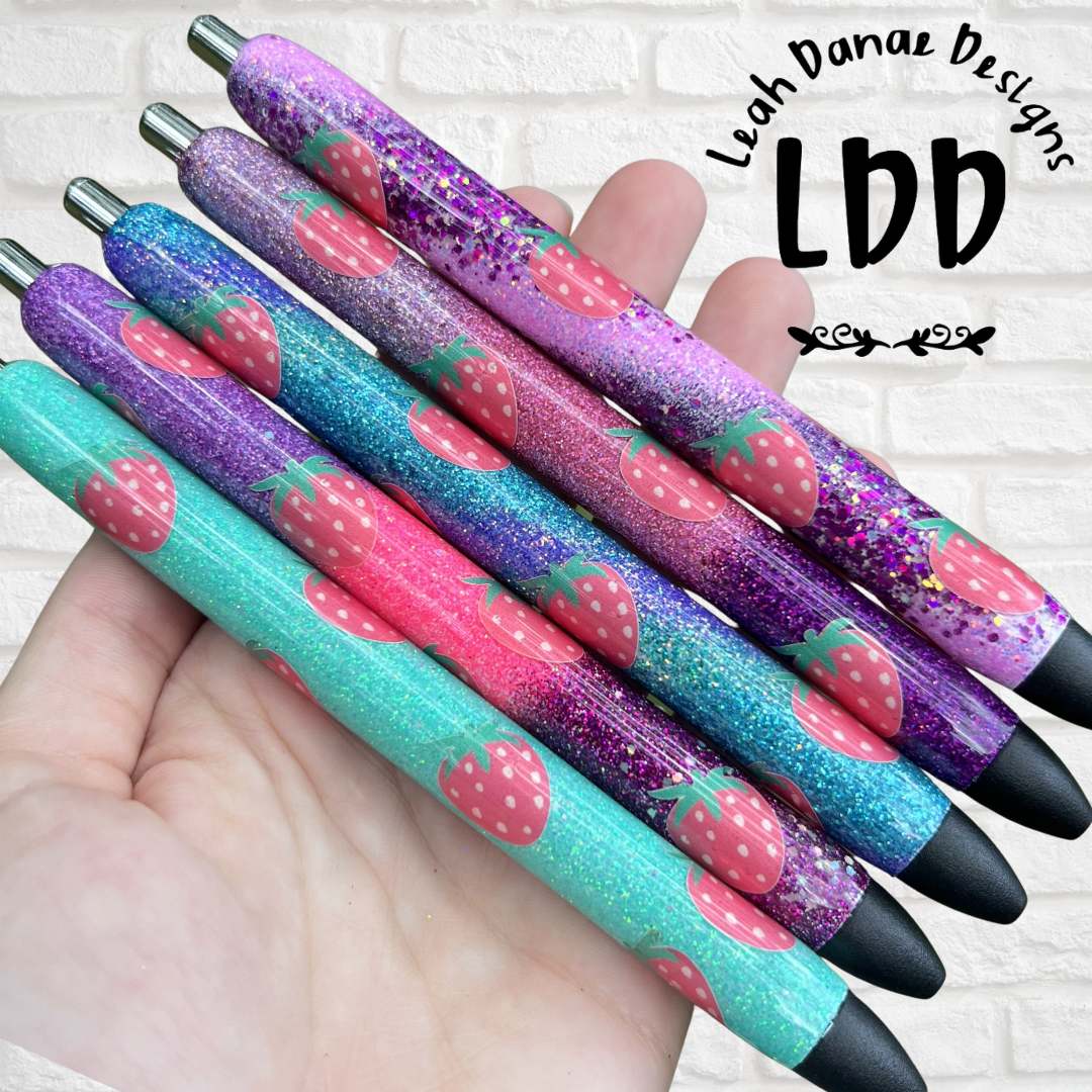STRAWBERRY Pen - Refillable Gel Pen | Glitter Pen