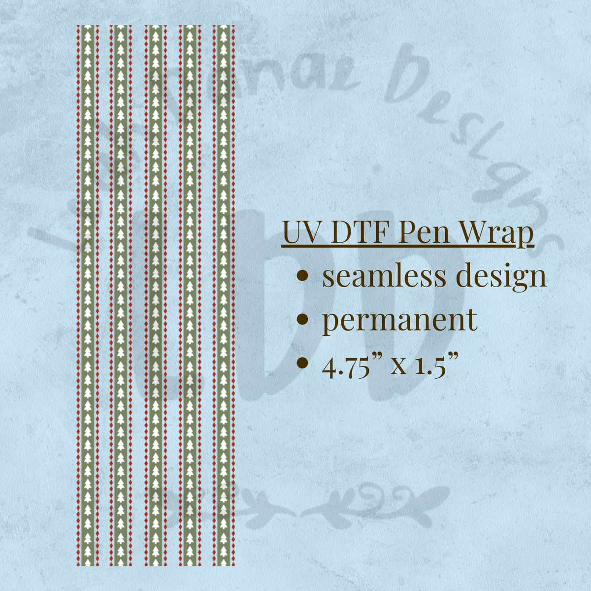 STRIPED CHRISTMAS WALLPAPER - UV DTF Pen Wrap