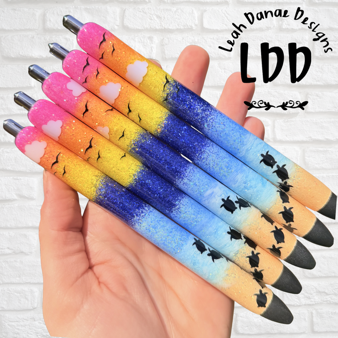 SUNSET BEACH Pen | Refillable Gel Pen | Glitter Pen