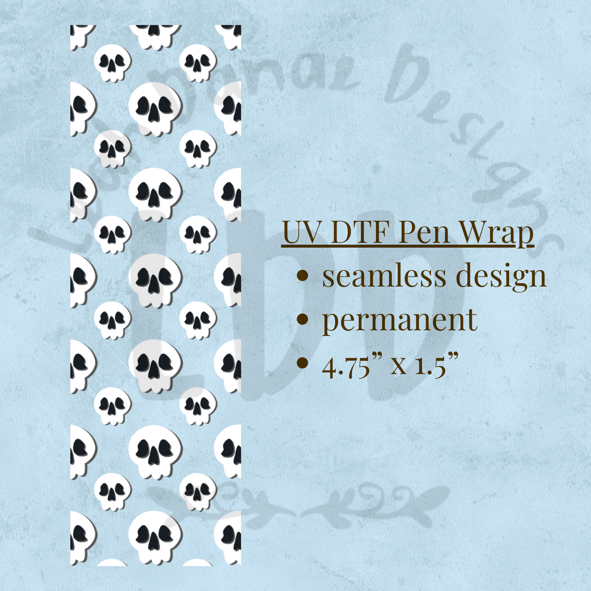 WHITE SKULL - UV DTF Pen Wrap