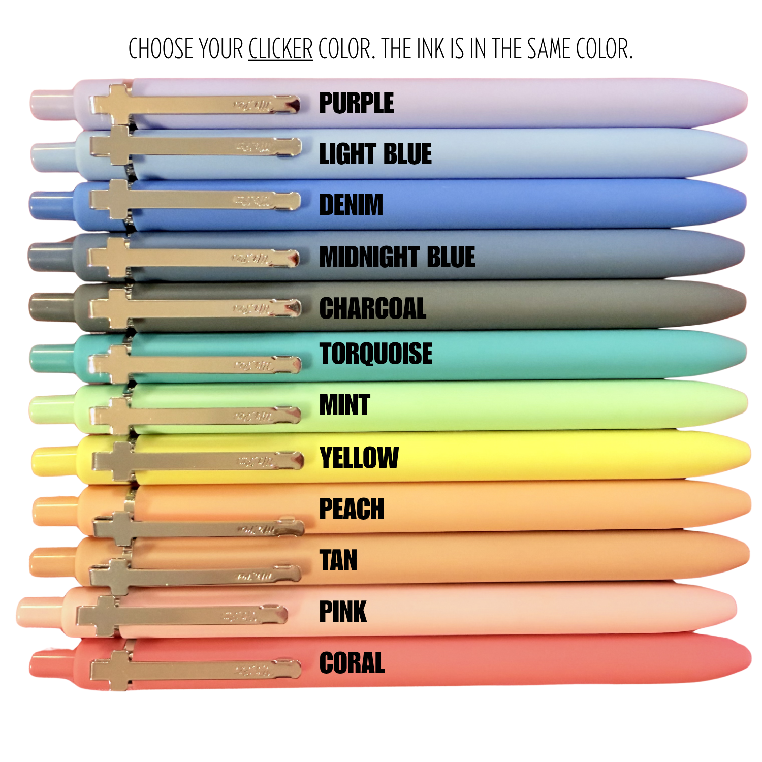 CROSS CLIPPED Glitter Pen - Gel COLORED Ink 0.7mm, Refillable